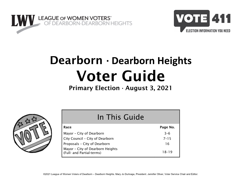 Voter Guide Primary Election · August 3, 2021