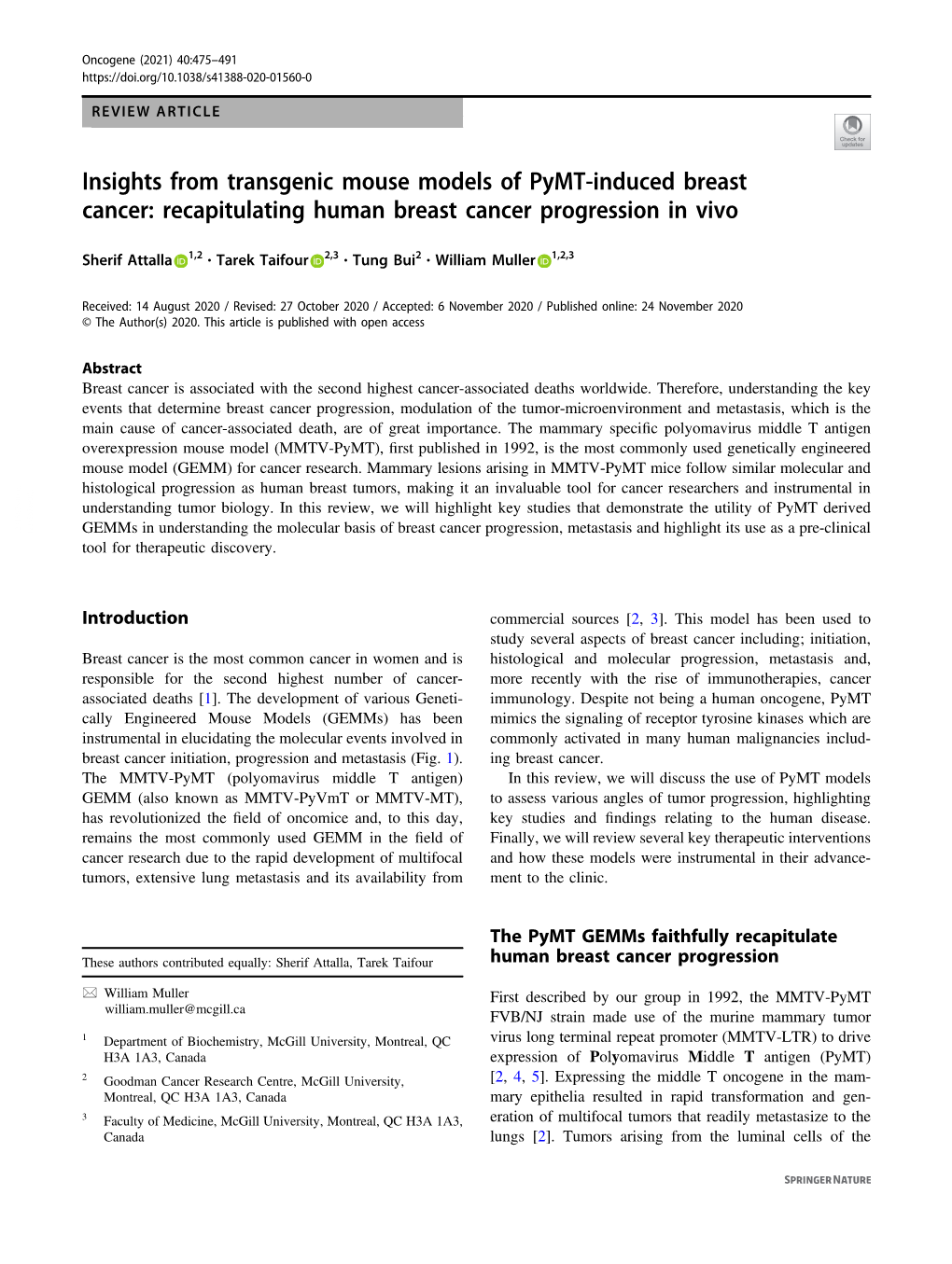 Recapitulating Human Breast Cancer Progression in Vivo