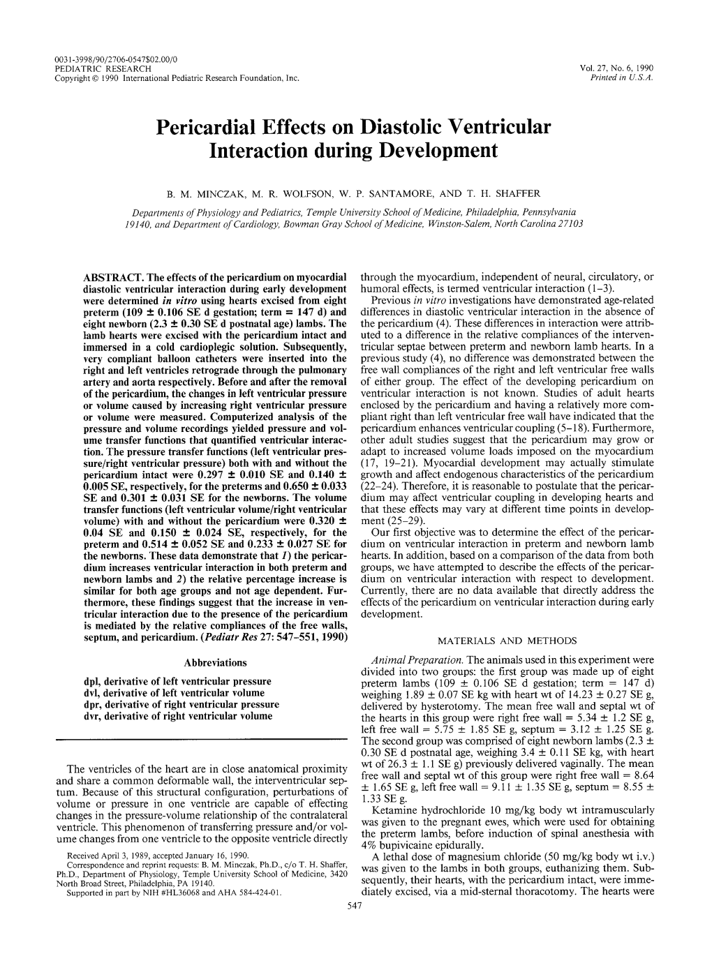 Pericardial Effects on Diastolic Ventricular Interaction During Development