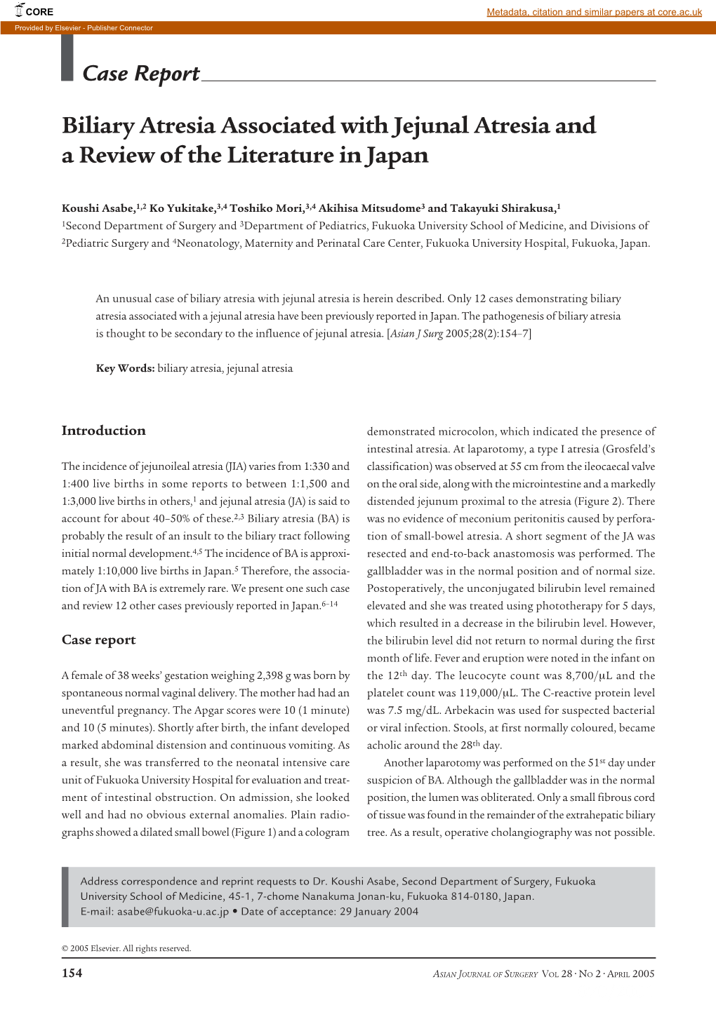 Biliary Atresia Associated with Jejunal Atresia and a Review of the Literature in Japan