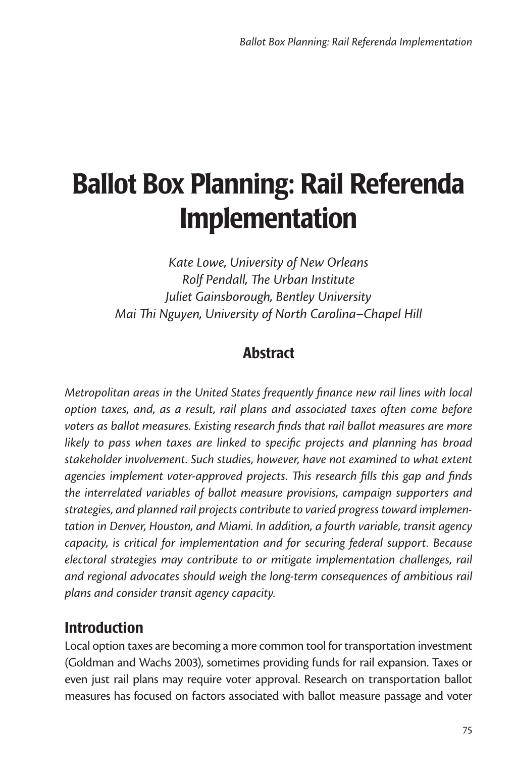 Ballot Box Planning: Rail Referenda Implementation