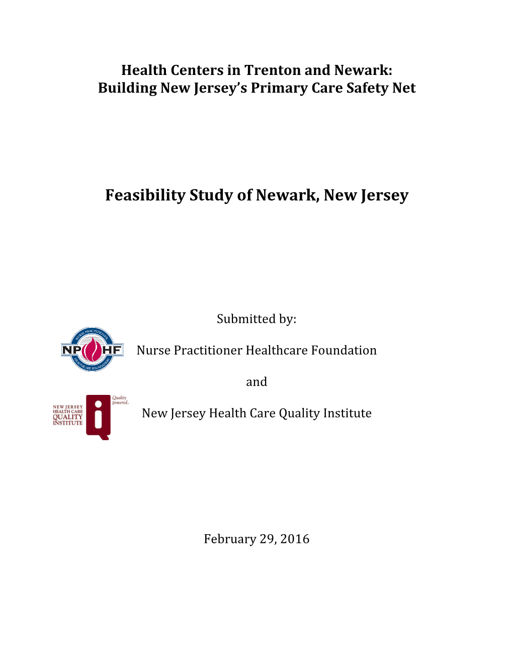 Feasibility Study of Newark, New Jersey