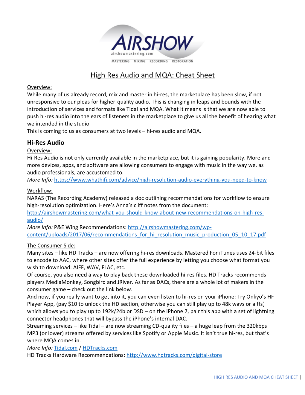 High Res Audio and MQA: Cheat Sheet