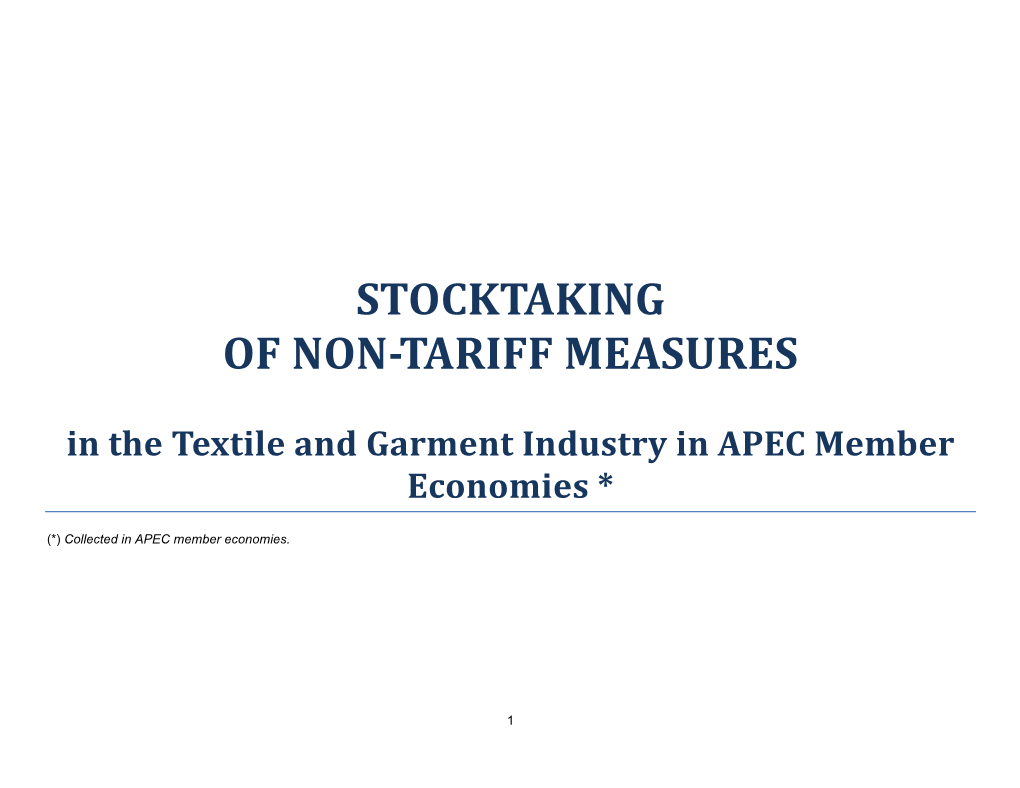 Stocktaking of Non-Tariff Measures