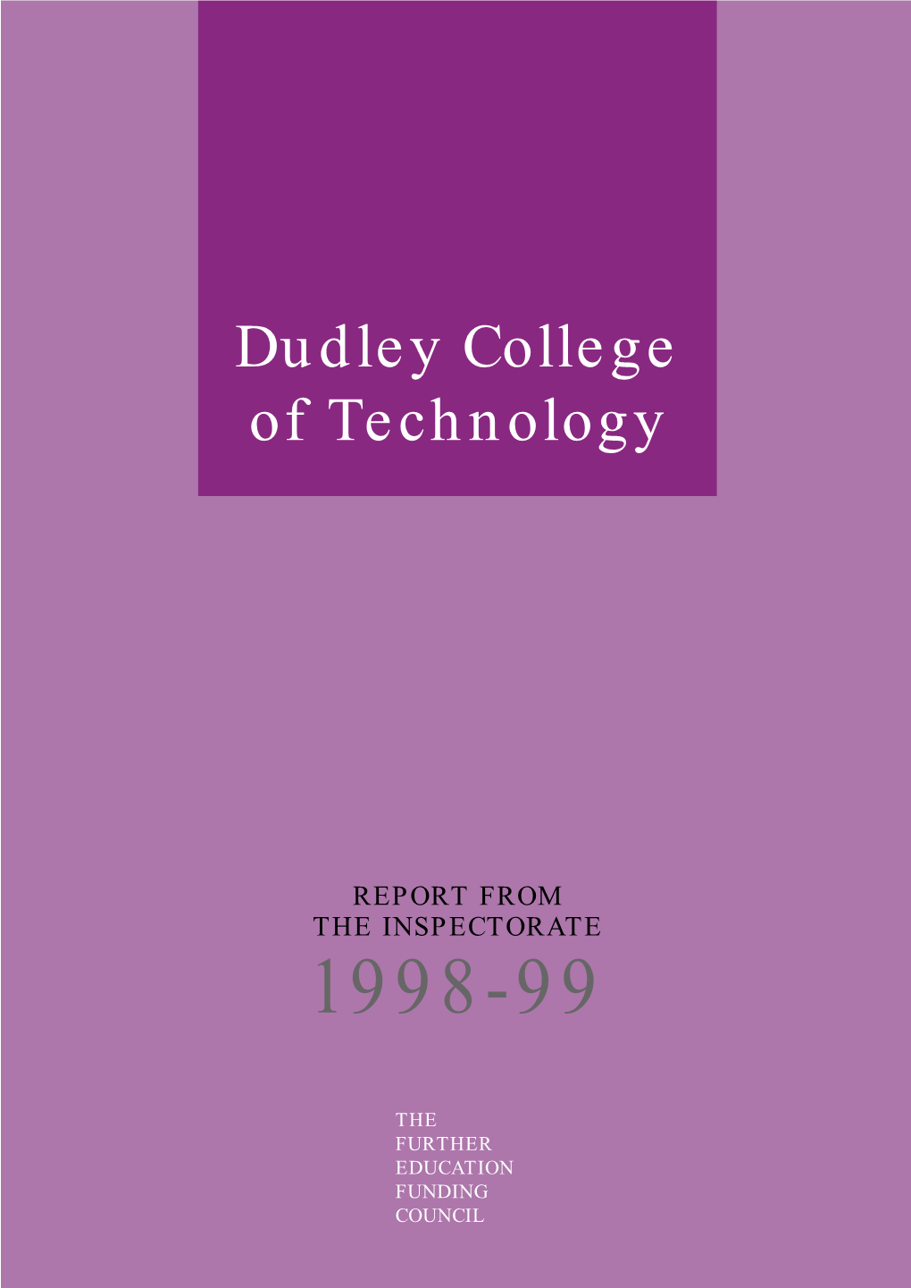 Dudley College of Technology Inspection Report 1998