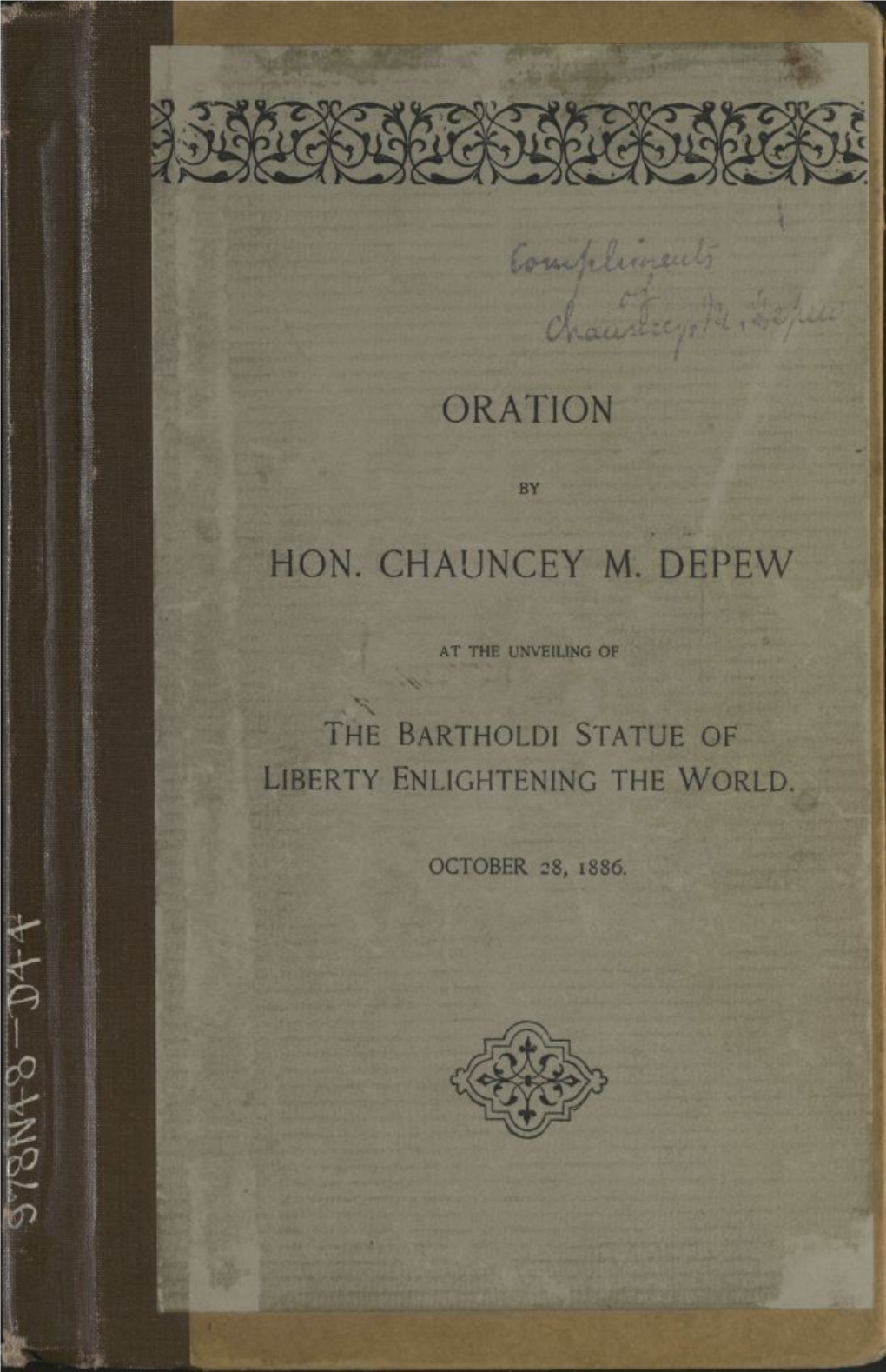 Oration Hon. Chauncey M. Depew