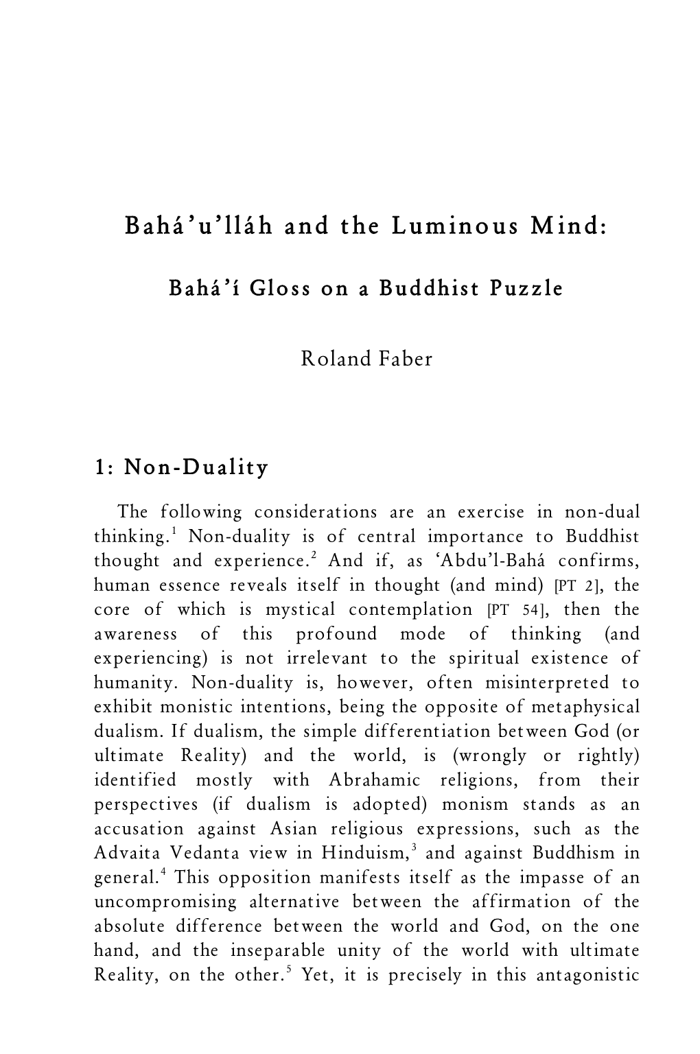 Bahá'u'lláh and the Luminous Mind