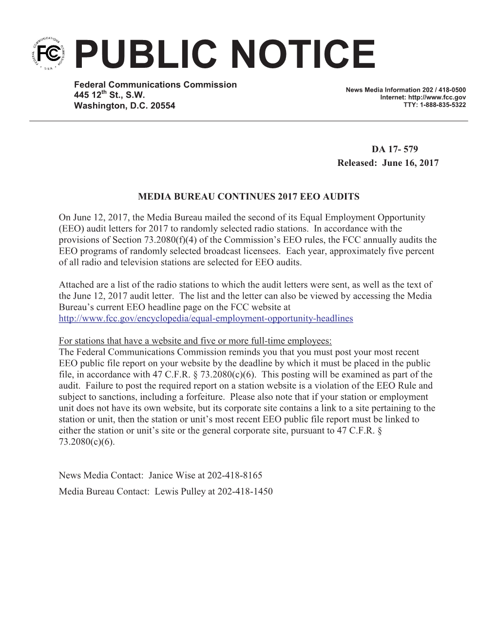 FCC Public Notice