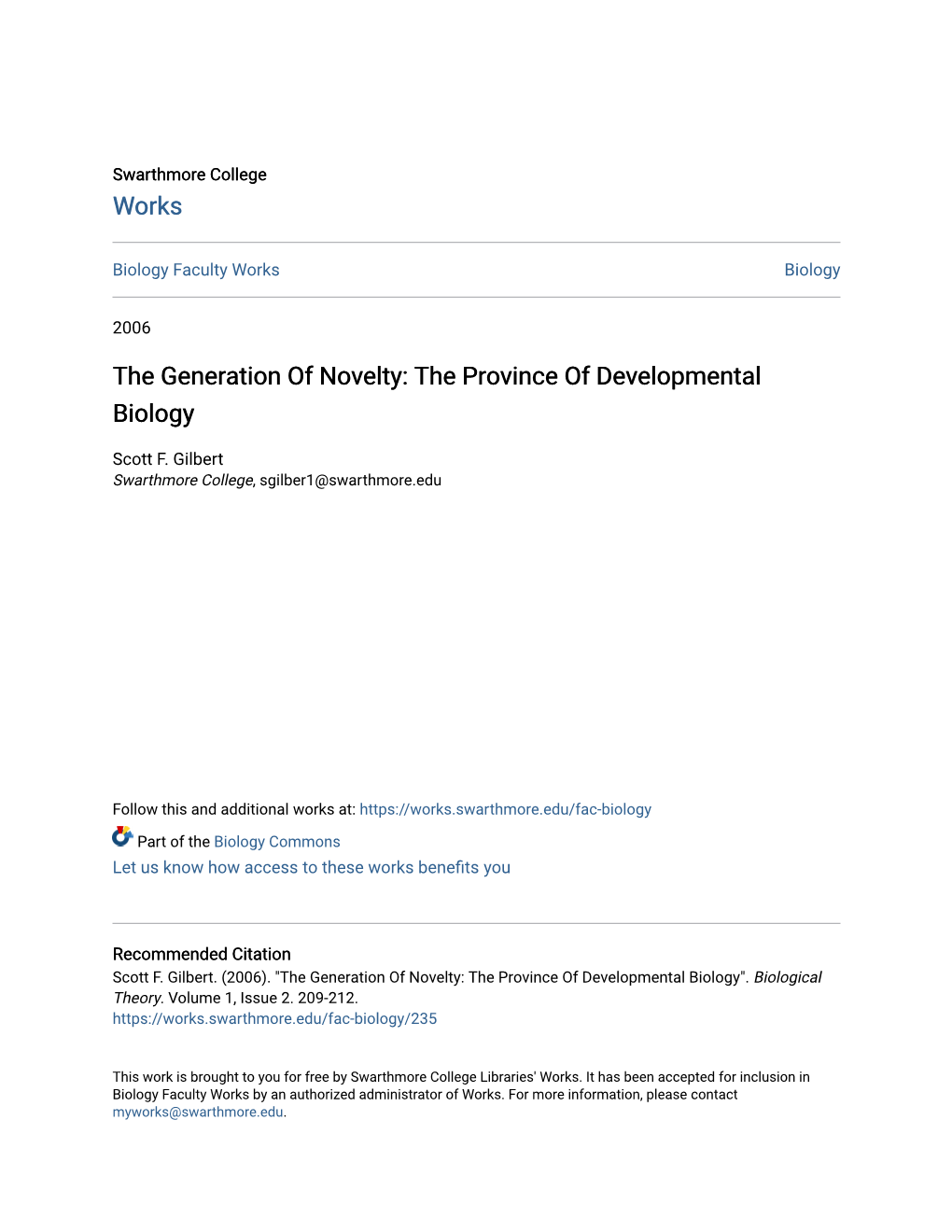 The Province of Developmental Biology