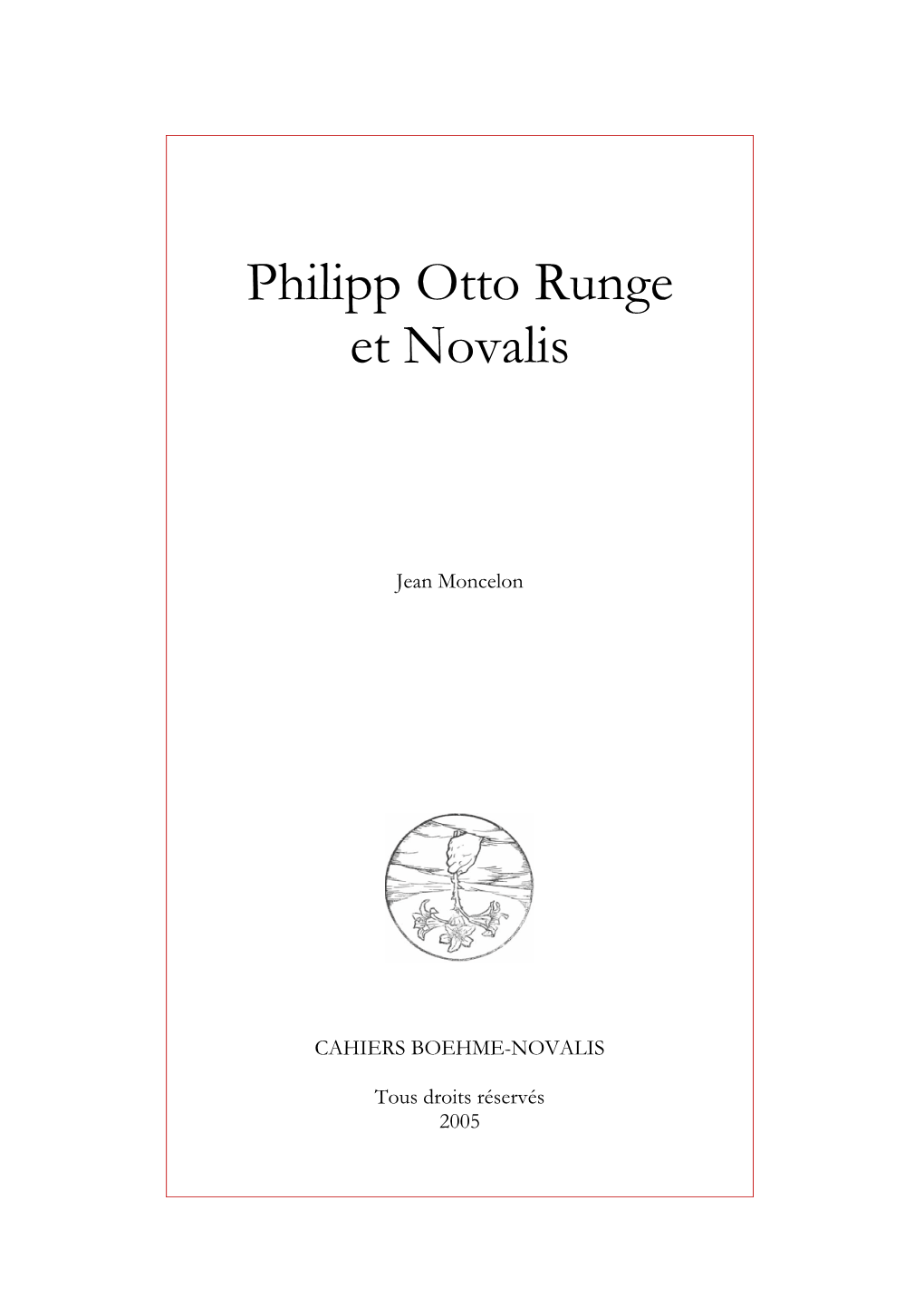 Philipp Otto Runge Et Novalis