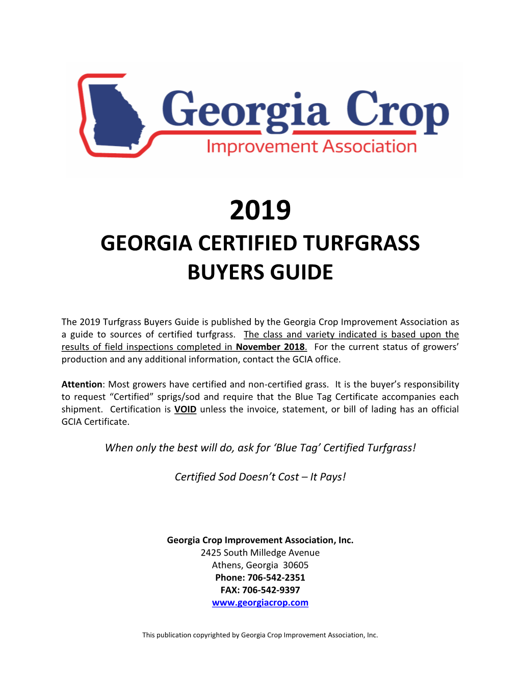 Georgia Certified Turfgrass Buyers Guide