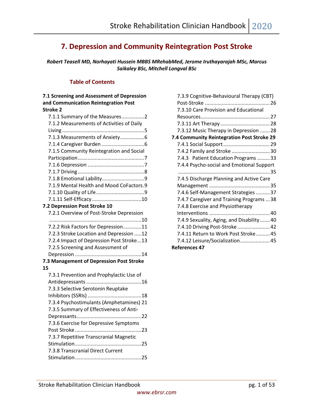 7.Depression and Community Reintegration Post Stroke