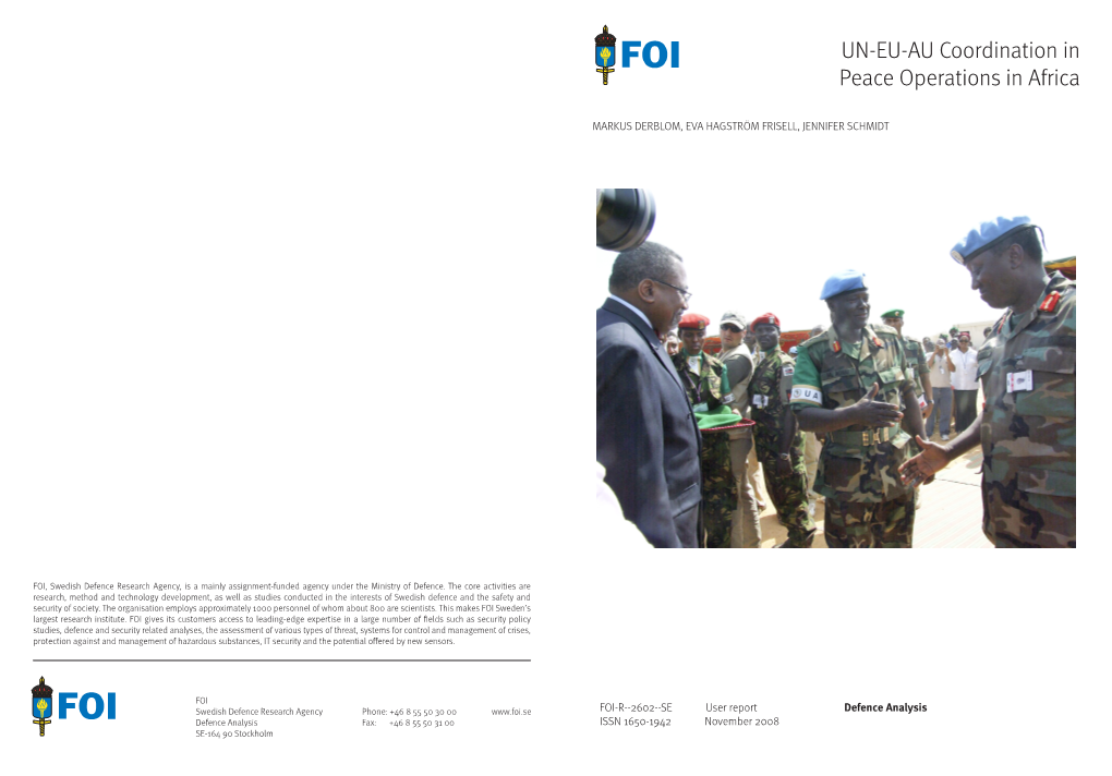 UN-EU-AU Coordination in Peace Operations in Africa