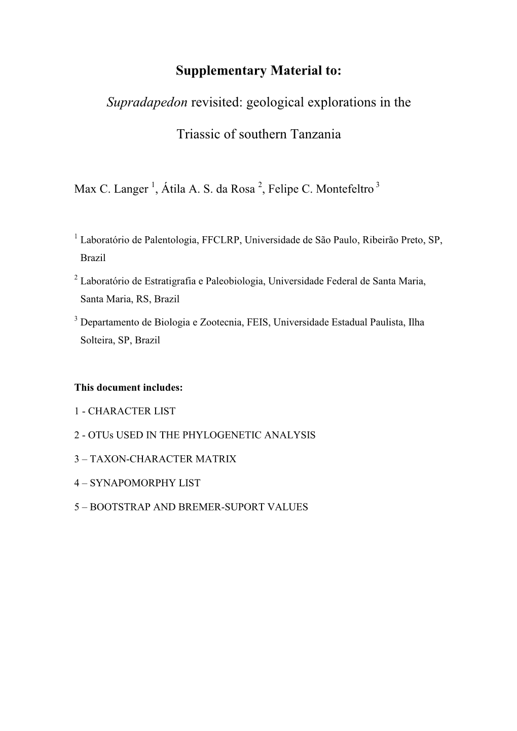 Geological Explorations in the Triassic of Southern Tanzania