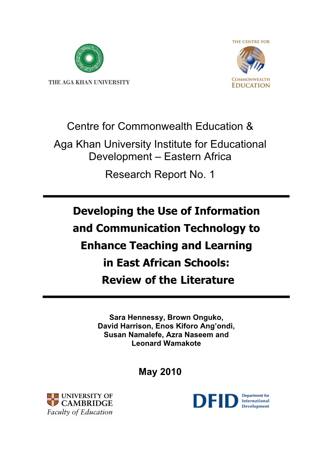 Developing Use of ICT to Enhance Teaching and Learning in East African Schools: a Review of the Literature