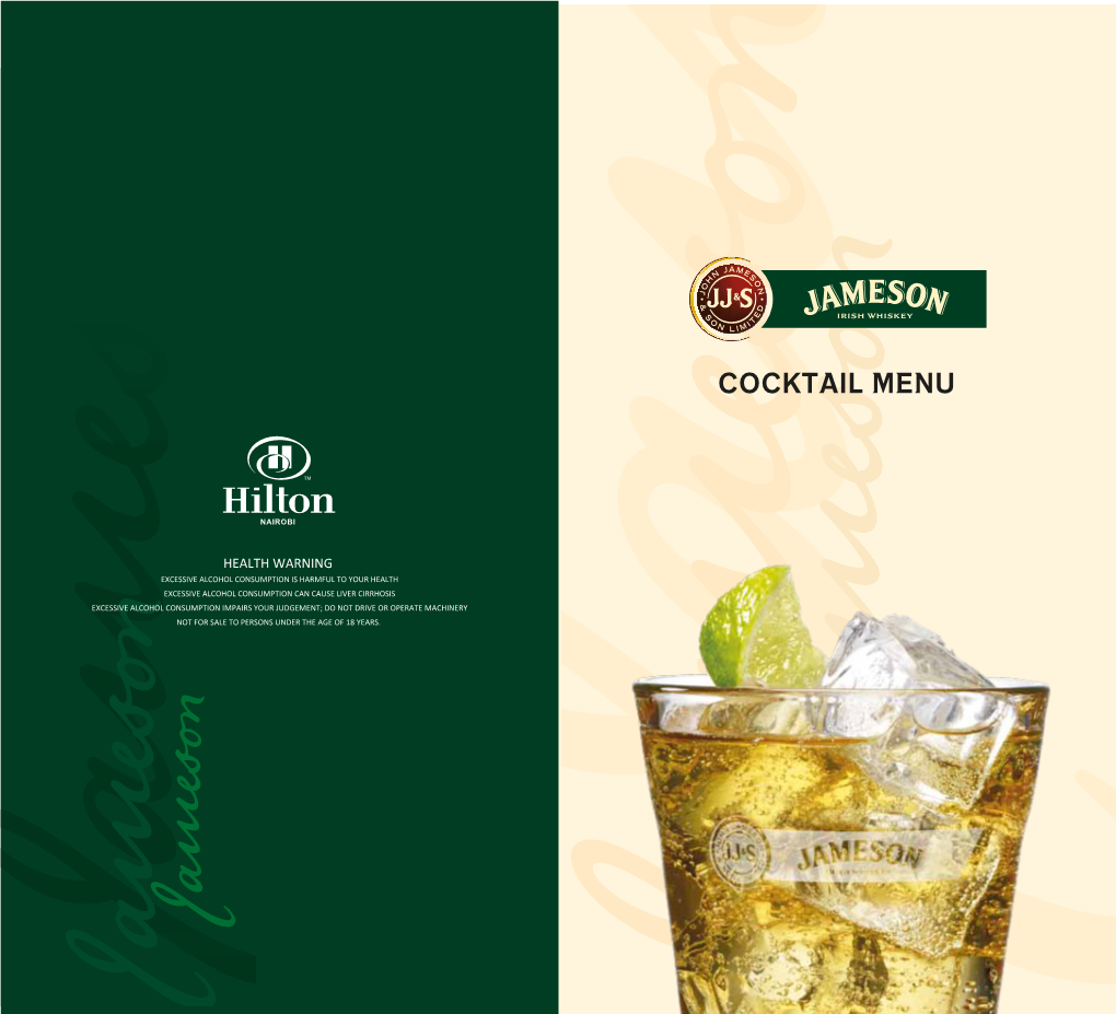 Hilton Cocktail Menu