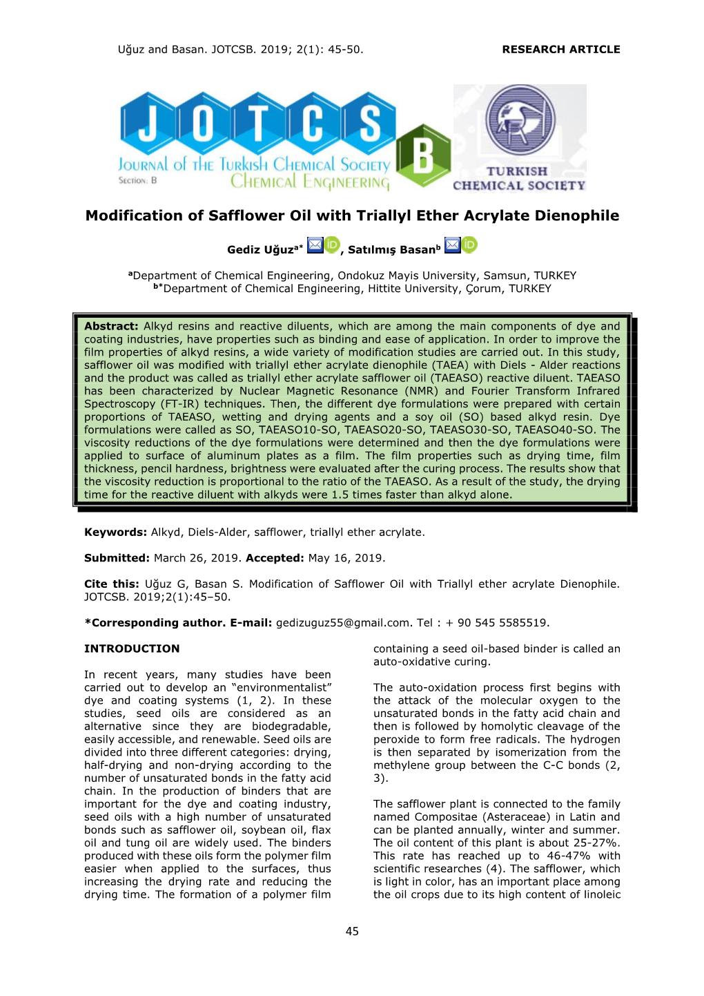 Modification of Safflower Oil with Triallyl Ether Acrylate Dienophile