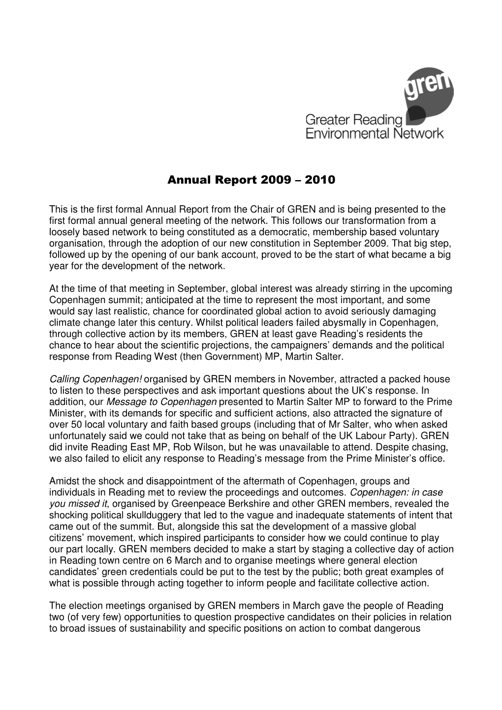 Annual Report 2009 – 2010