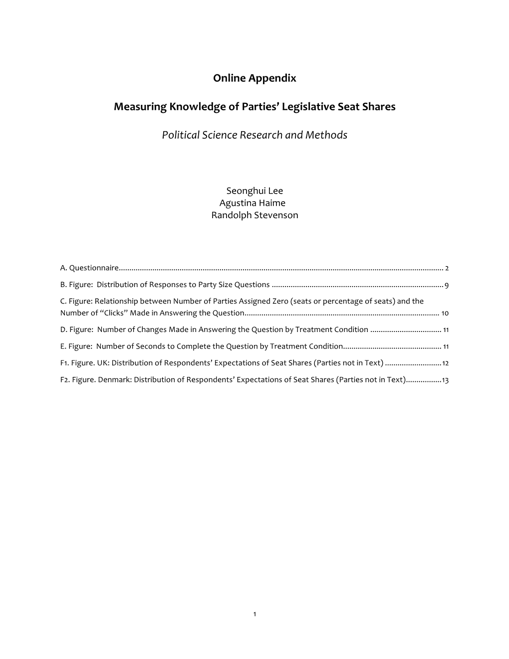 Online Appendix Measuring Knowledge of Parties' Legislative