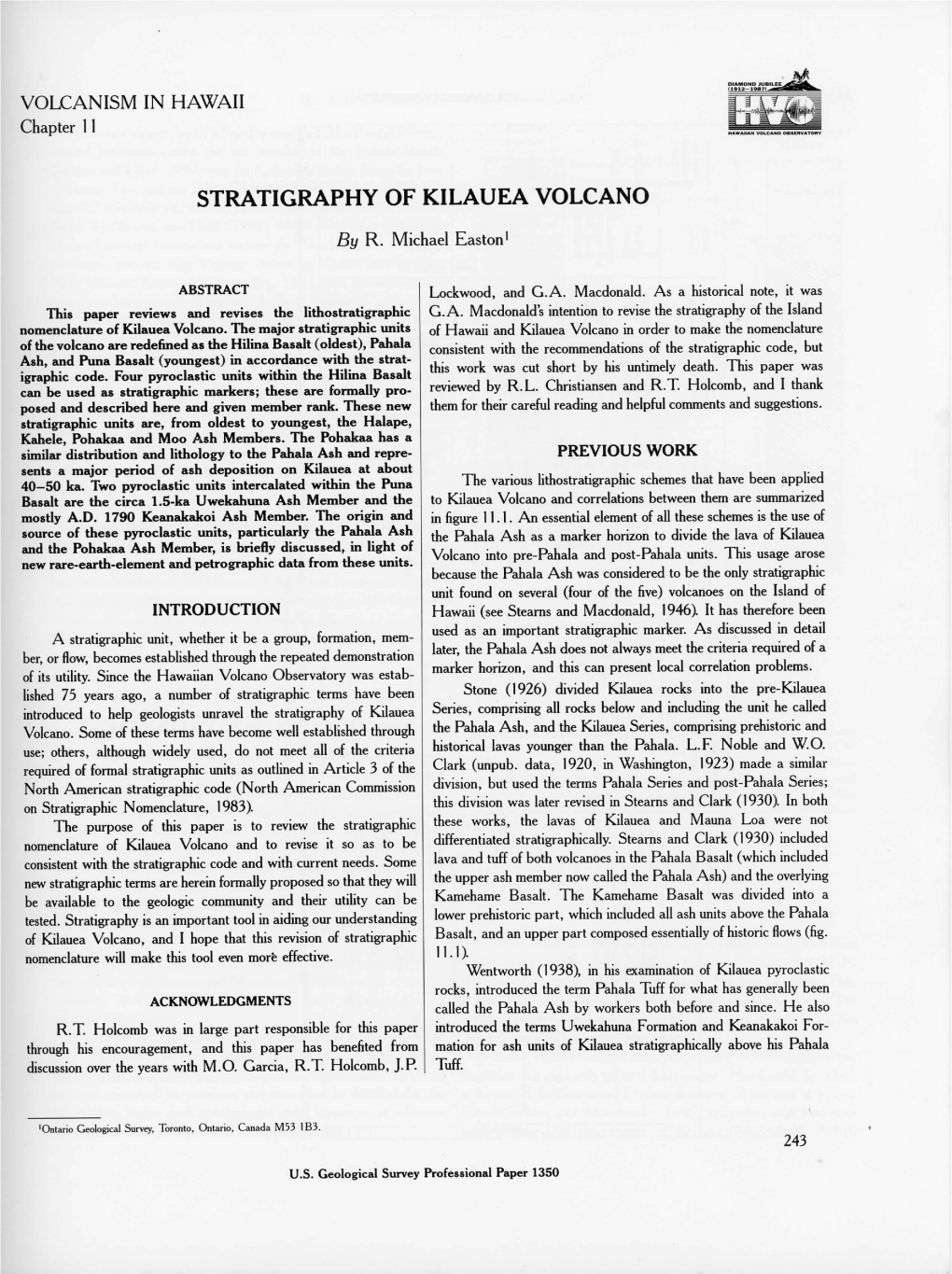 Stratigraphy of Kilauea Volcano