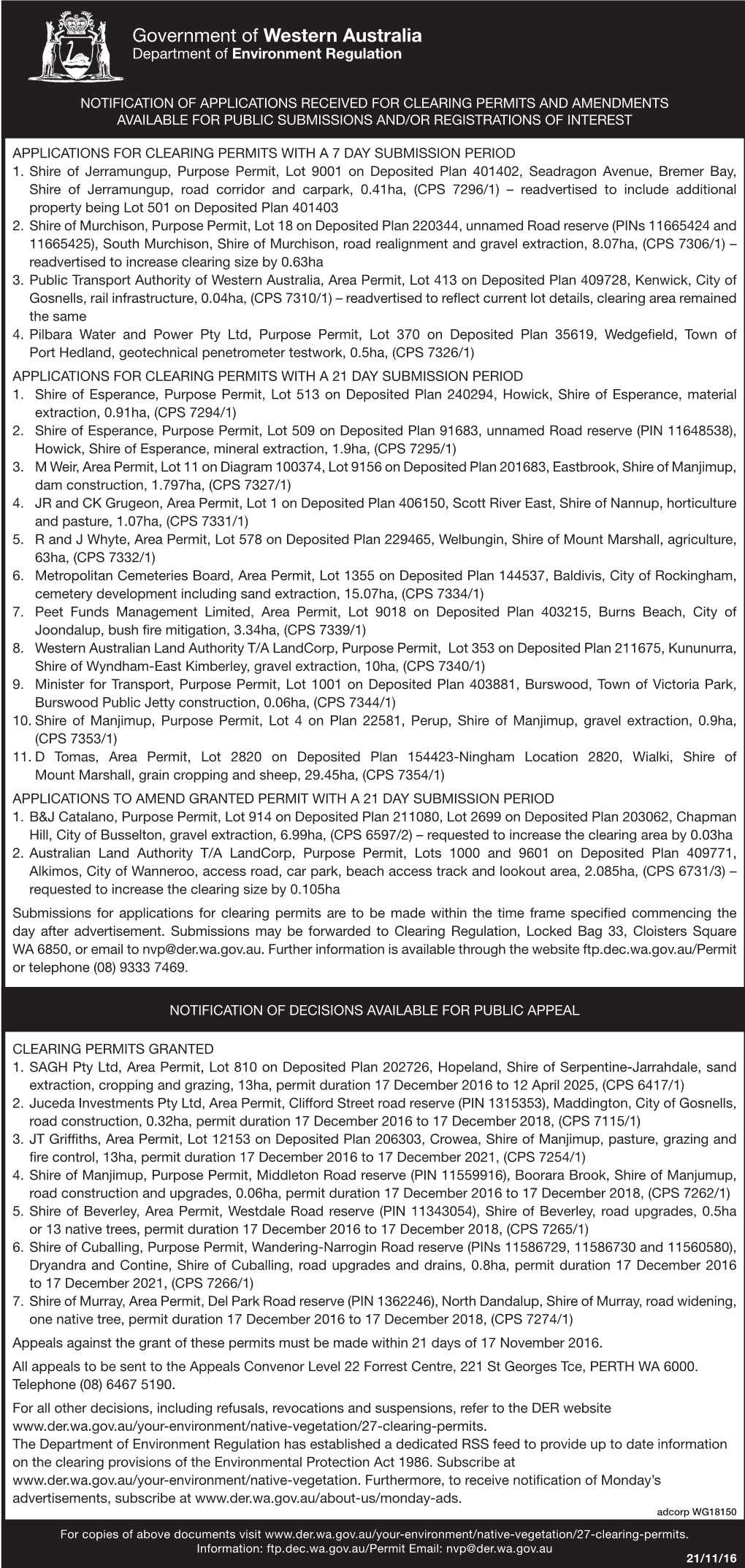 Government of Western Australia Department of Environment Regulation