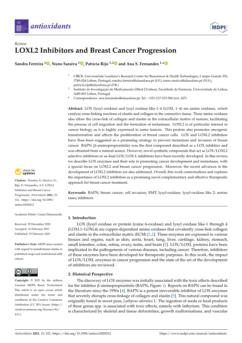 LOXL2 Inhibitors and Breast Cancer Progression