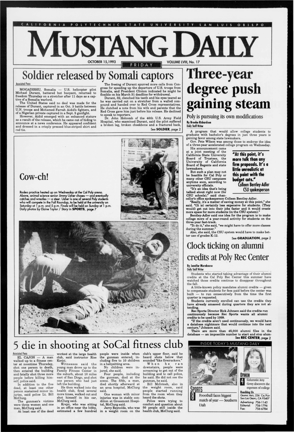 Mustang Daily, October 15, 1993