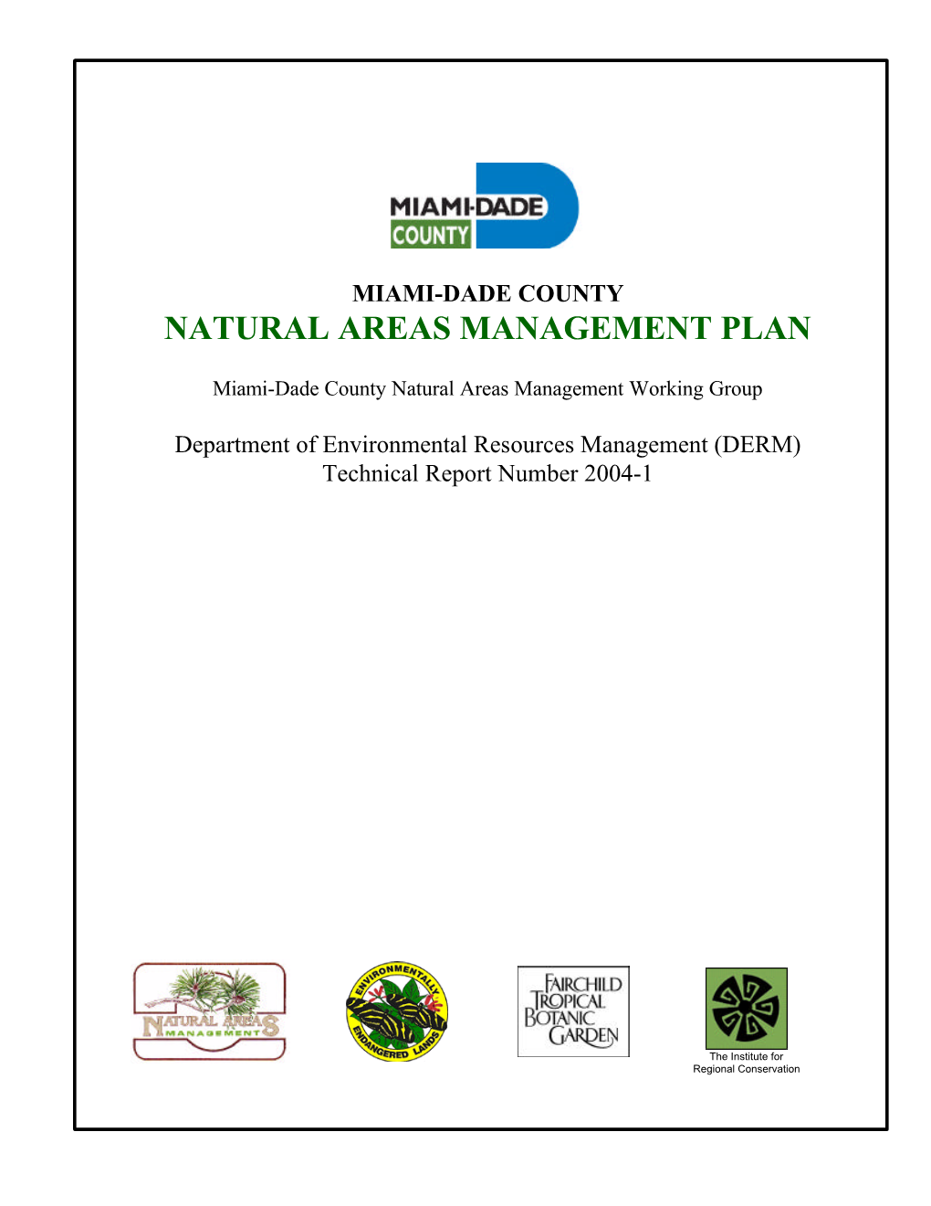Miami-Dade County Natural Areas Management Plan