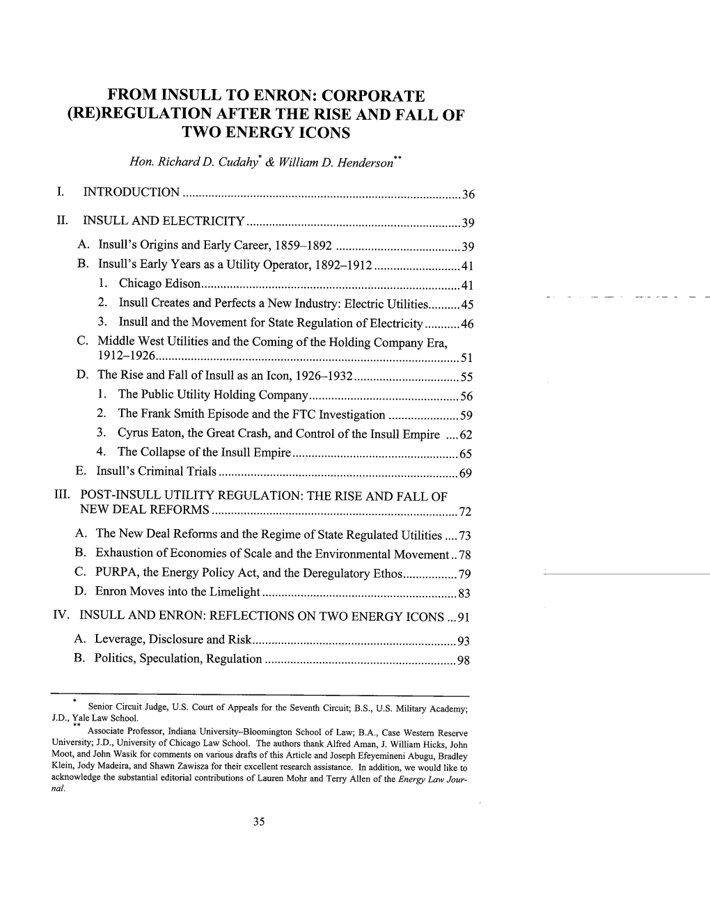 From Insull to Enron: Corporate (Re)Regulation After the Rise and Fall of Two Energy Icons