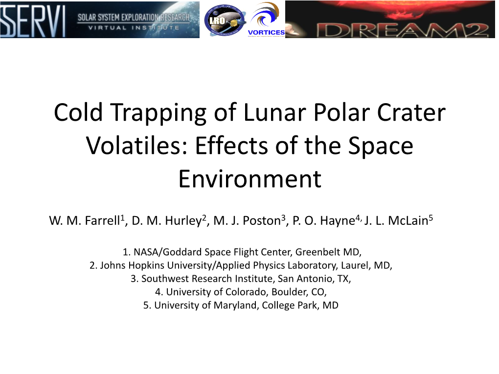 Cold Trapping of Lunar Polar Crater Volatiles: Effects of the Space Environment