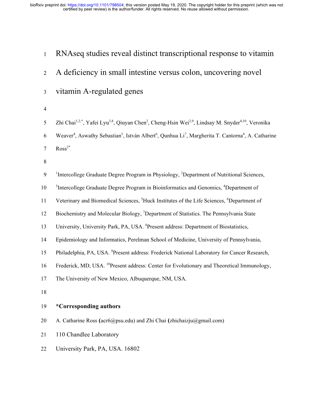 Rnaseq Studies Reveal Distinct Transcriptional Response to Vitamin