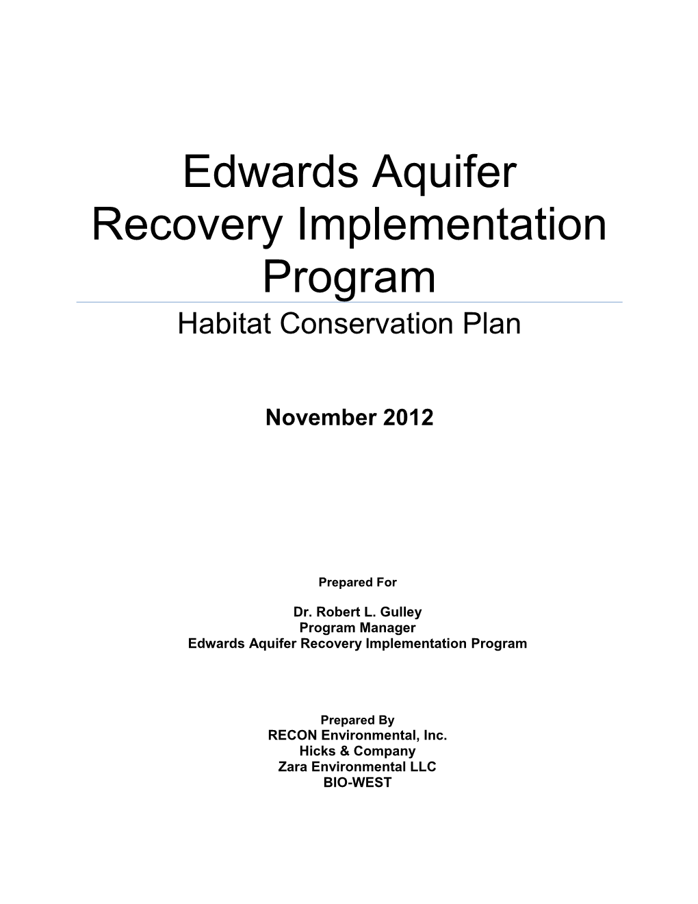 Edwards Aquifer Recovery Implementation Program-Habitat