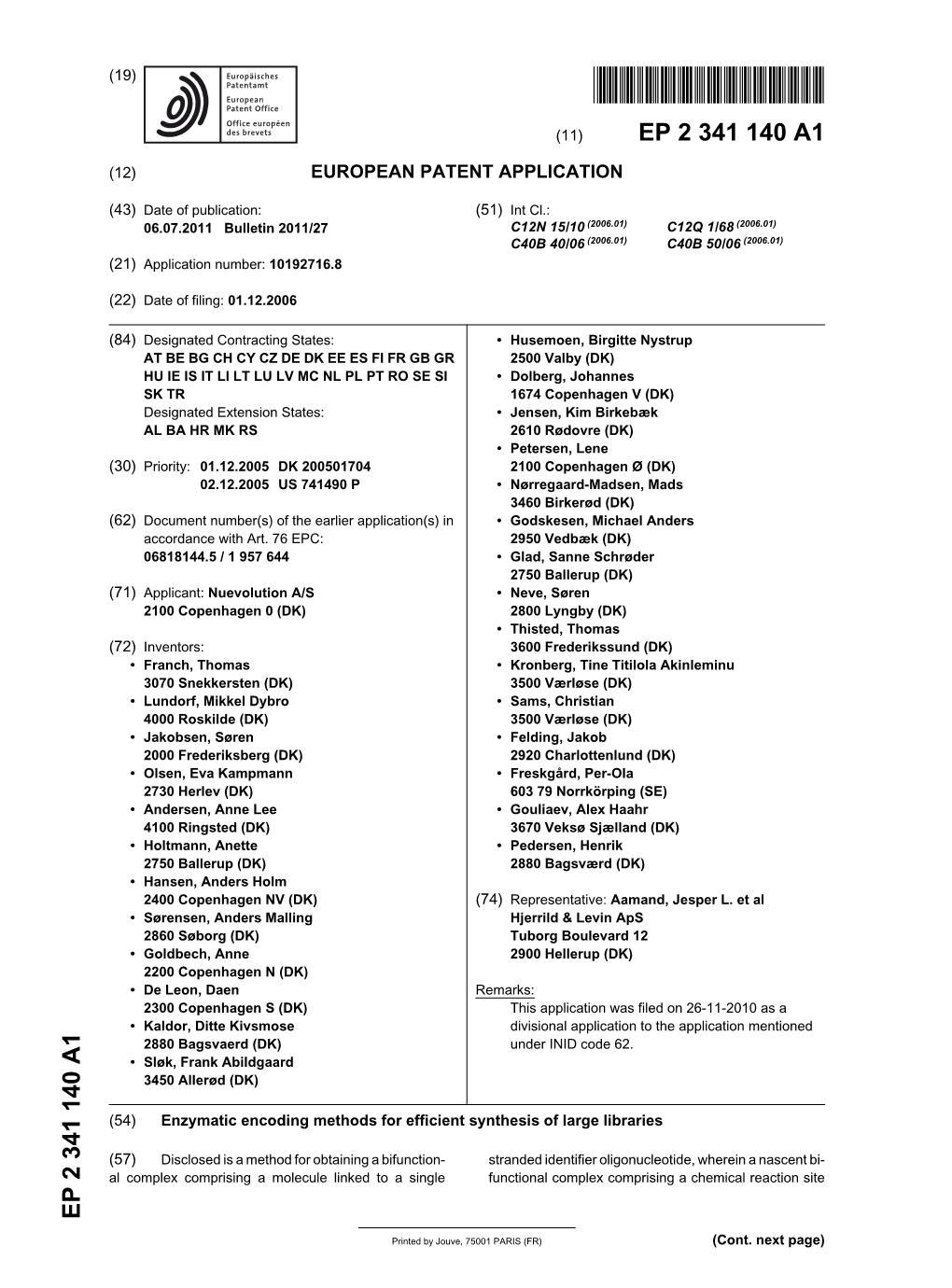 Enzymatic Encoding Methods for Efficient Synthesis of Large Libraries