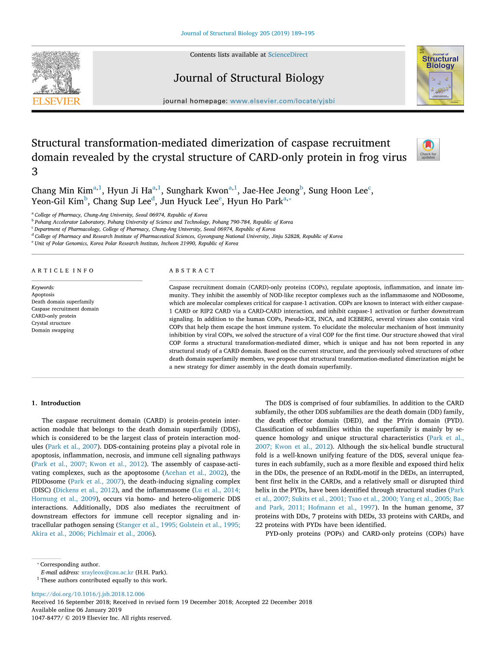 Structural Transformation-Mediated Dimerization of Caspase Recruitment Domain Revealed by the Crystal Structure of CARD-Only Protein in Frog Virus T 3