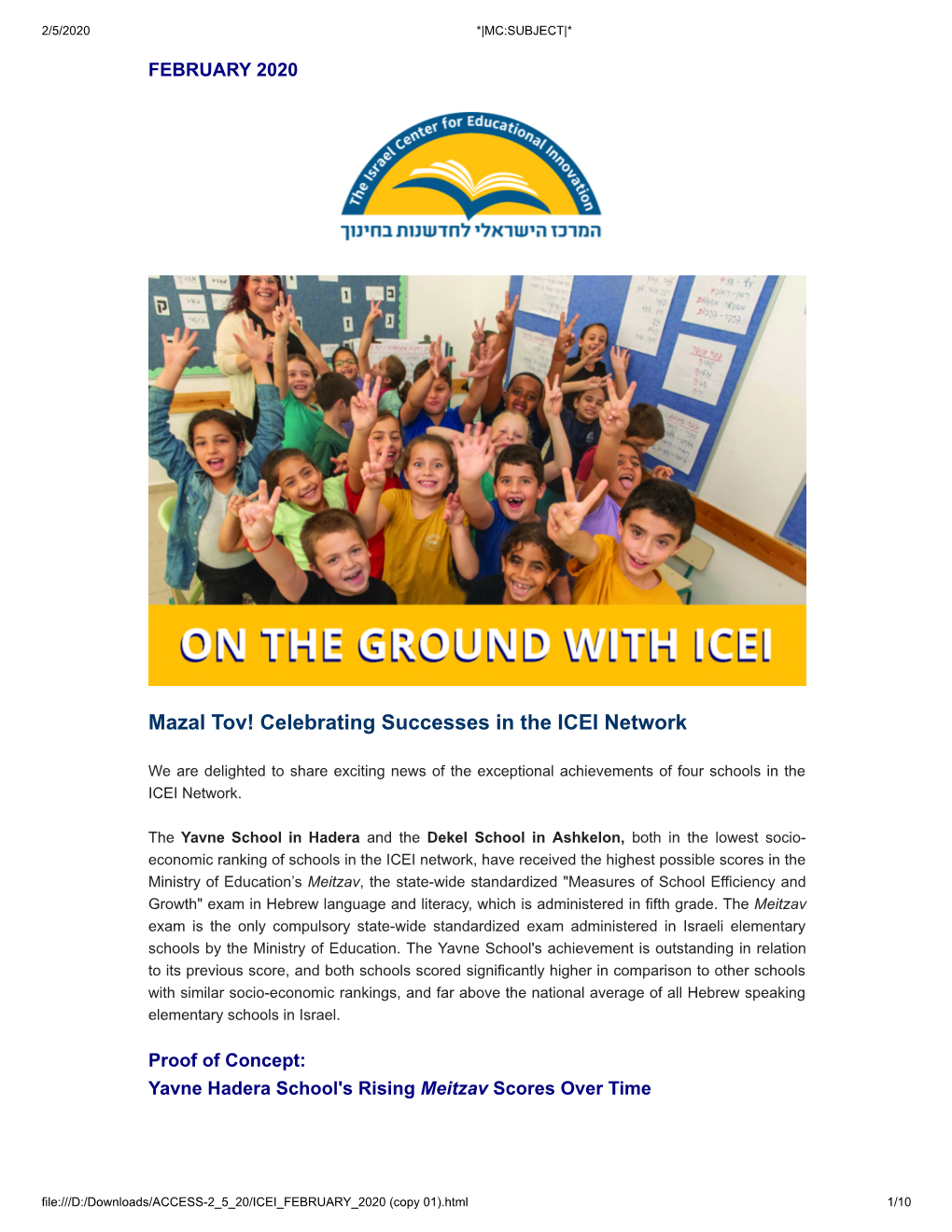 Mazal Tov! Celebrating Successes in the ICEI Network