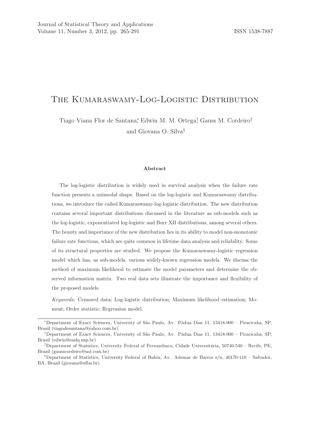 The Kumaraswamy-Log-Logistic Distribution