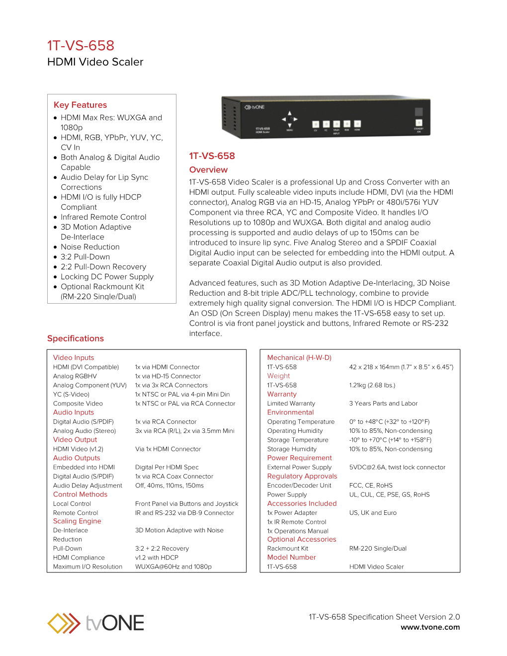 1T-VS-658 HDMI Video Scaler