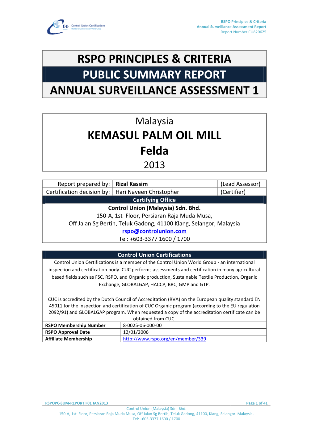 RSPO Audit Report