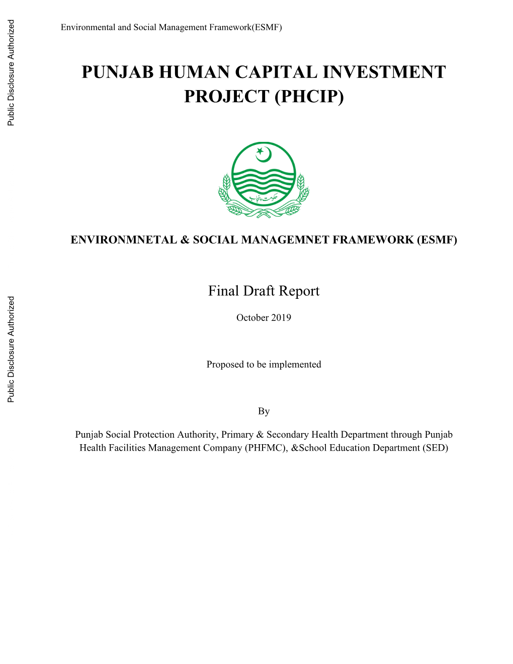 1.2. Environmental and Social Management Framework (Esmf)