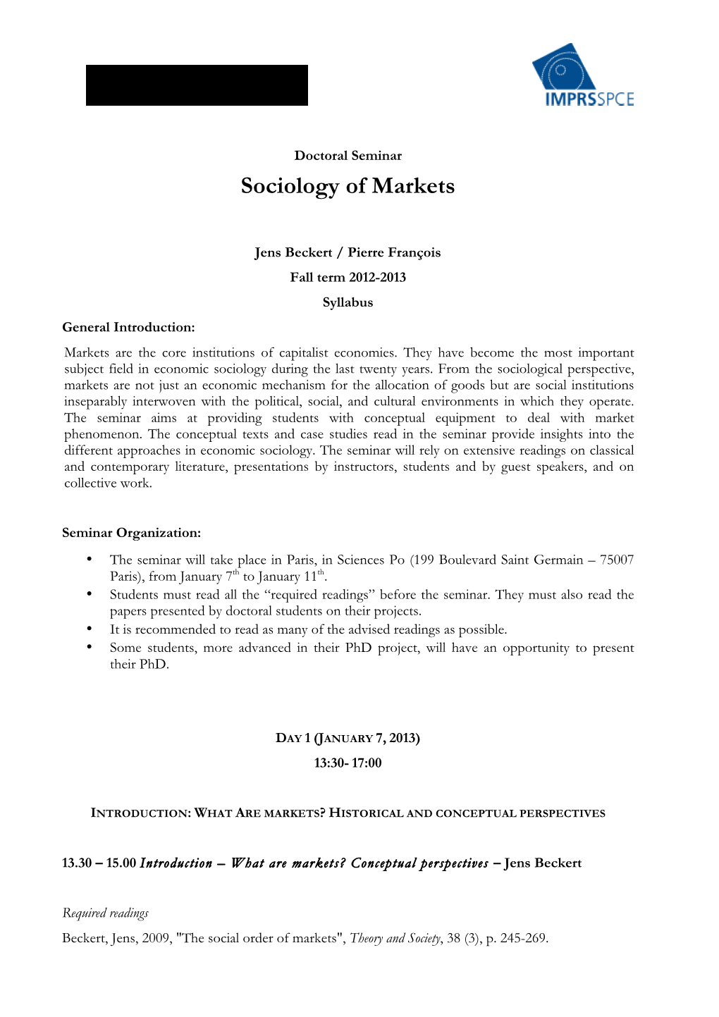 Sociology of Markets