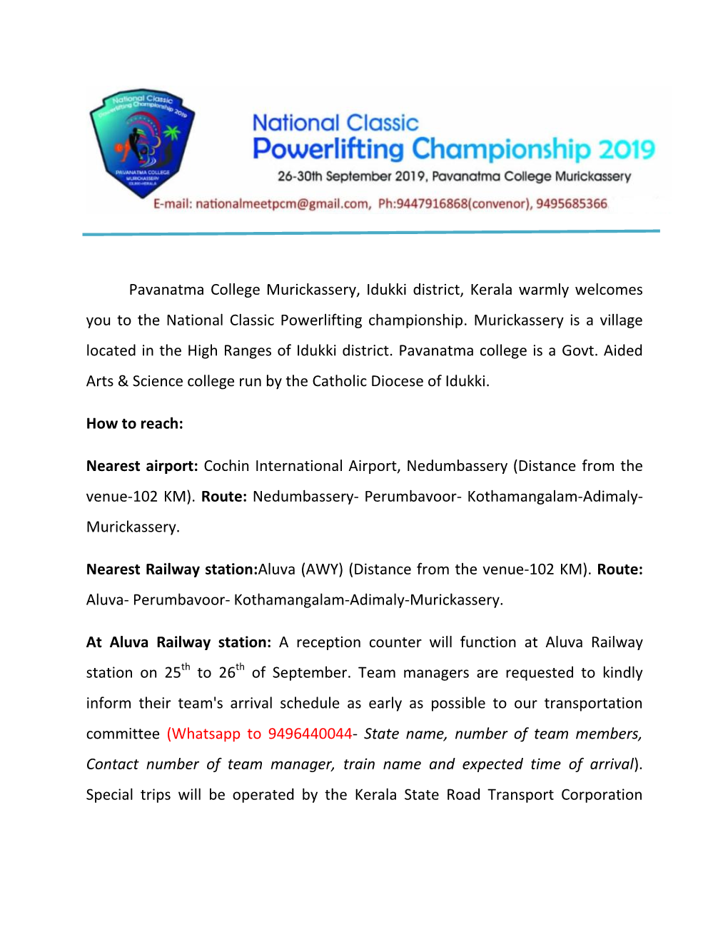 Pavanatma College Murickassery, Idukki District, Kerala Warmly Welcomes You to the National Classic Powerlifting Championship