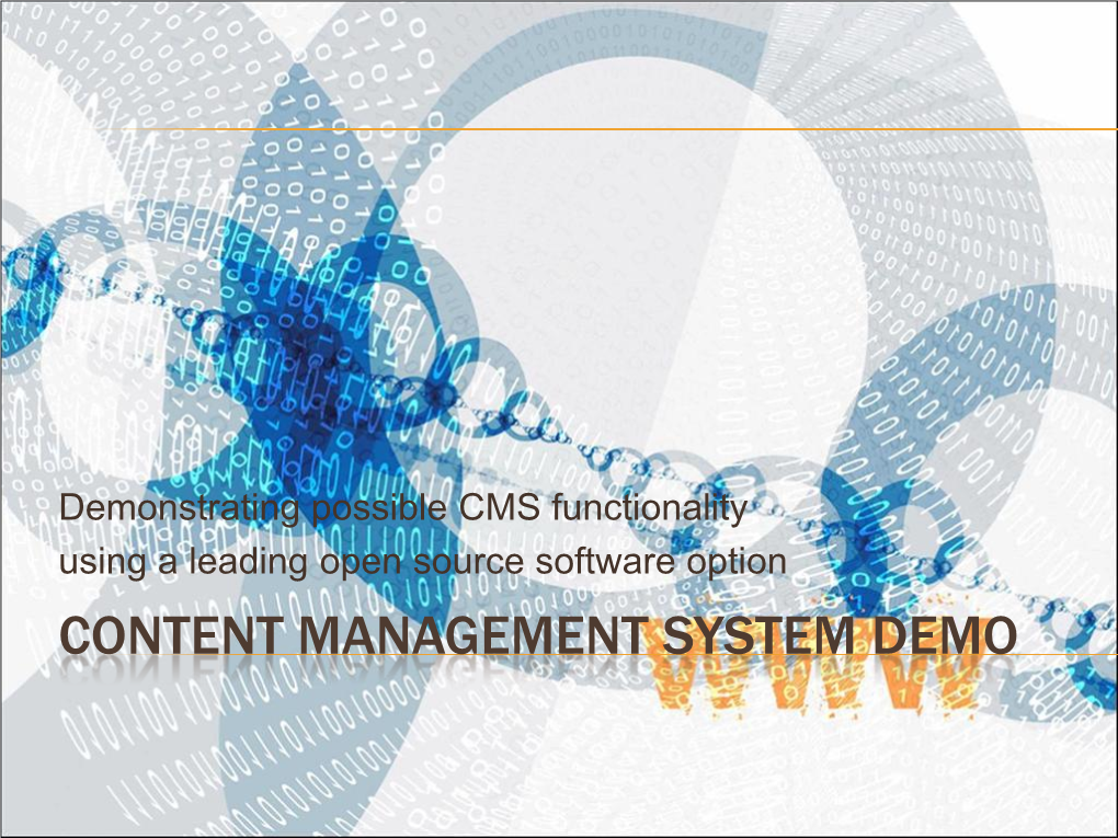 Content Management System Demo Key Site Requirements