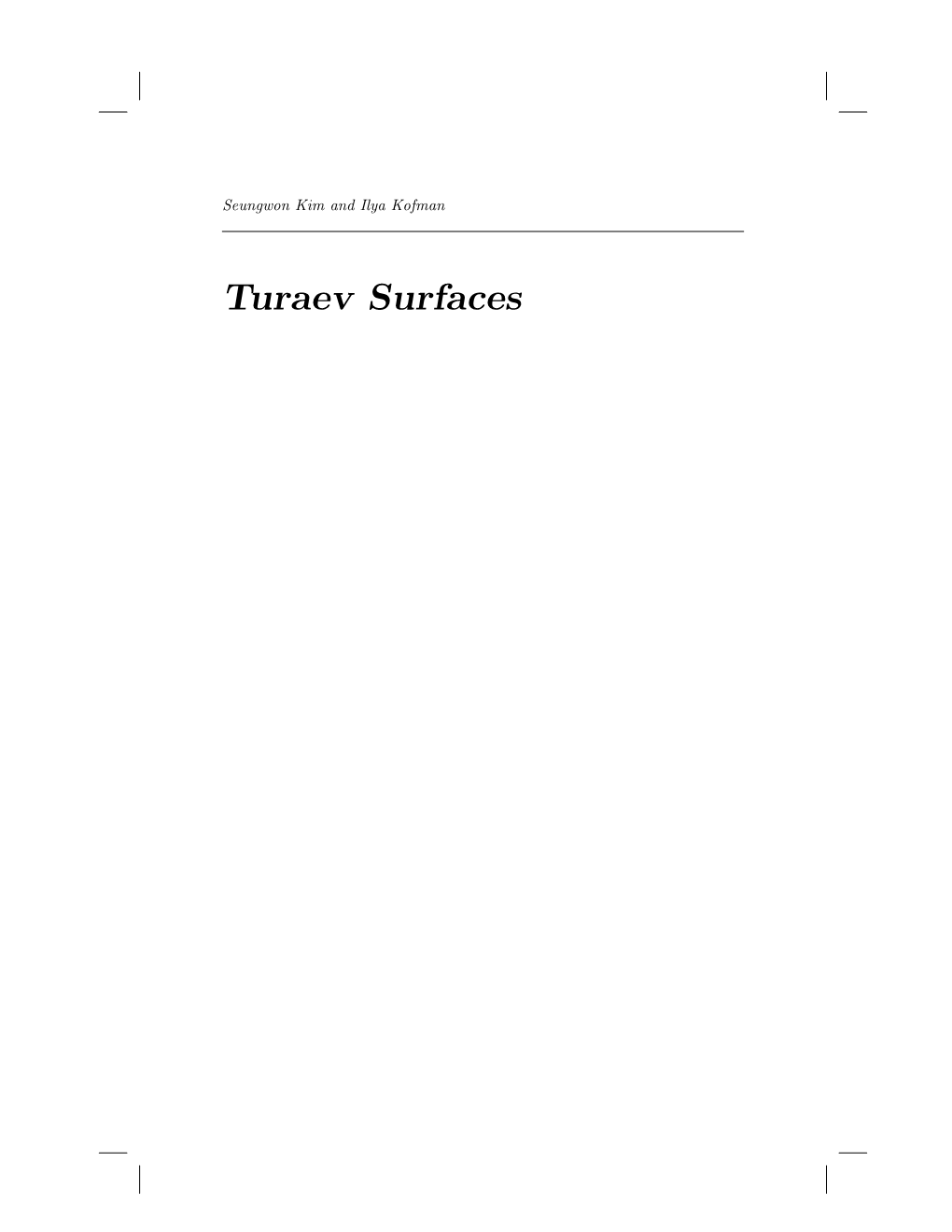 Turaev Surfaces
