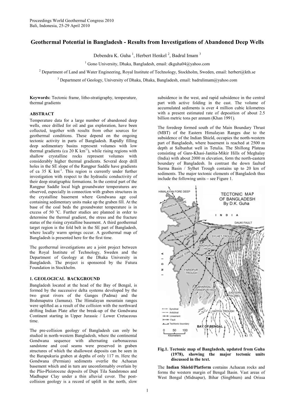 Geothermal Potential in Bangladesh - Results from Investigations of Abandoned Deep Wells