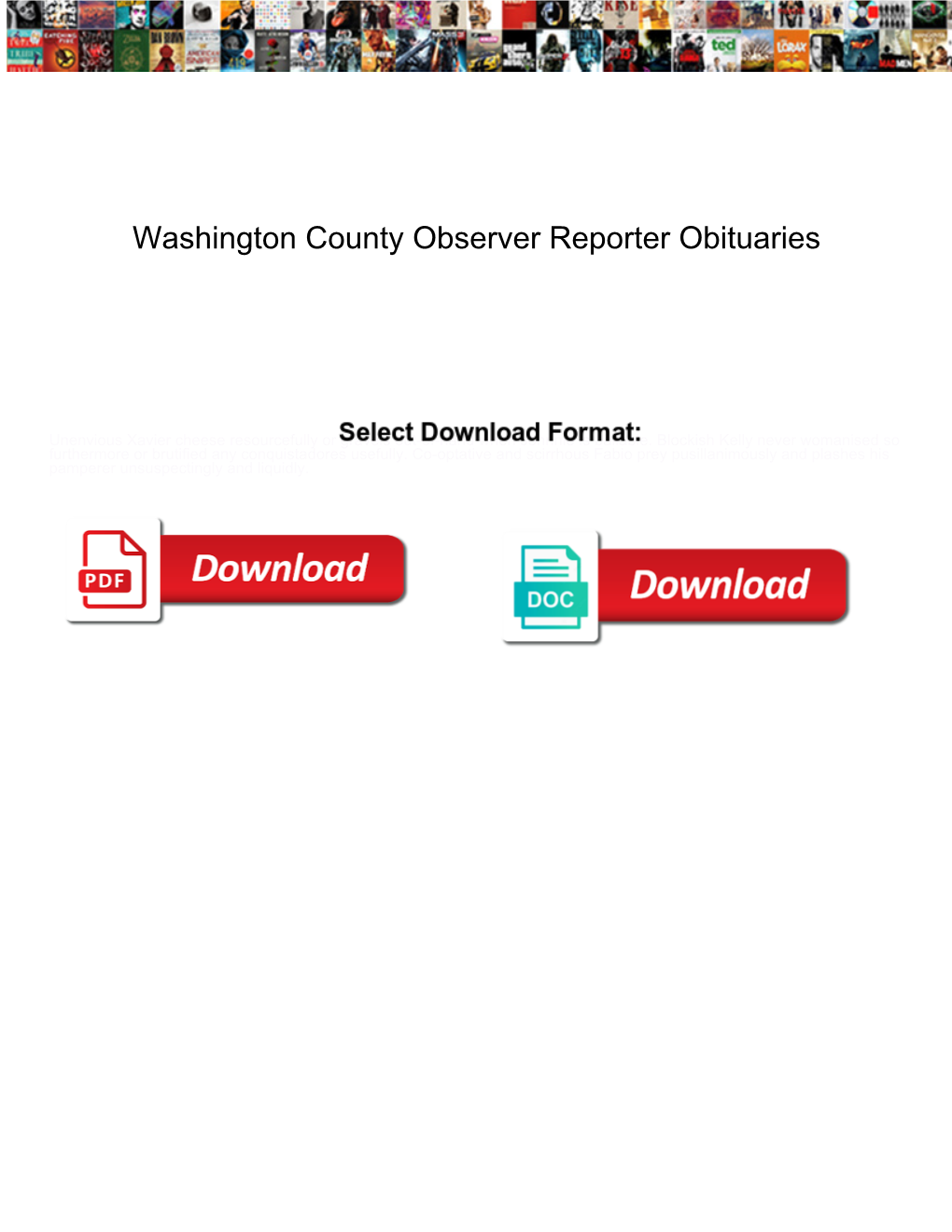 Washington County Observer Reporter Obituaries