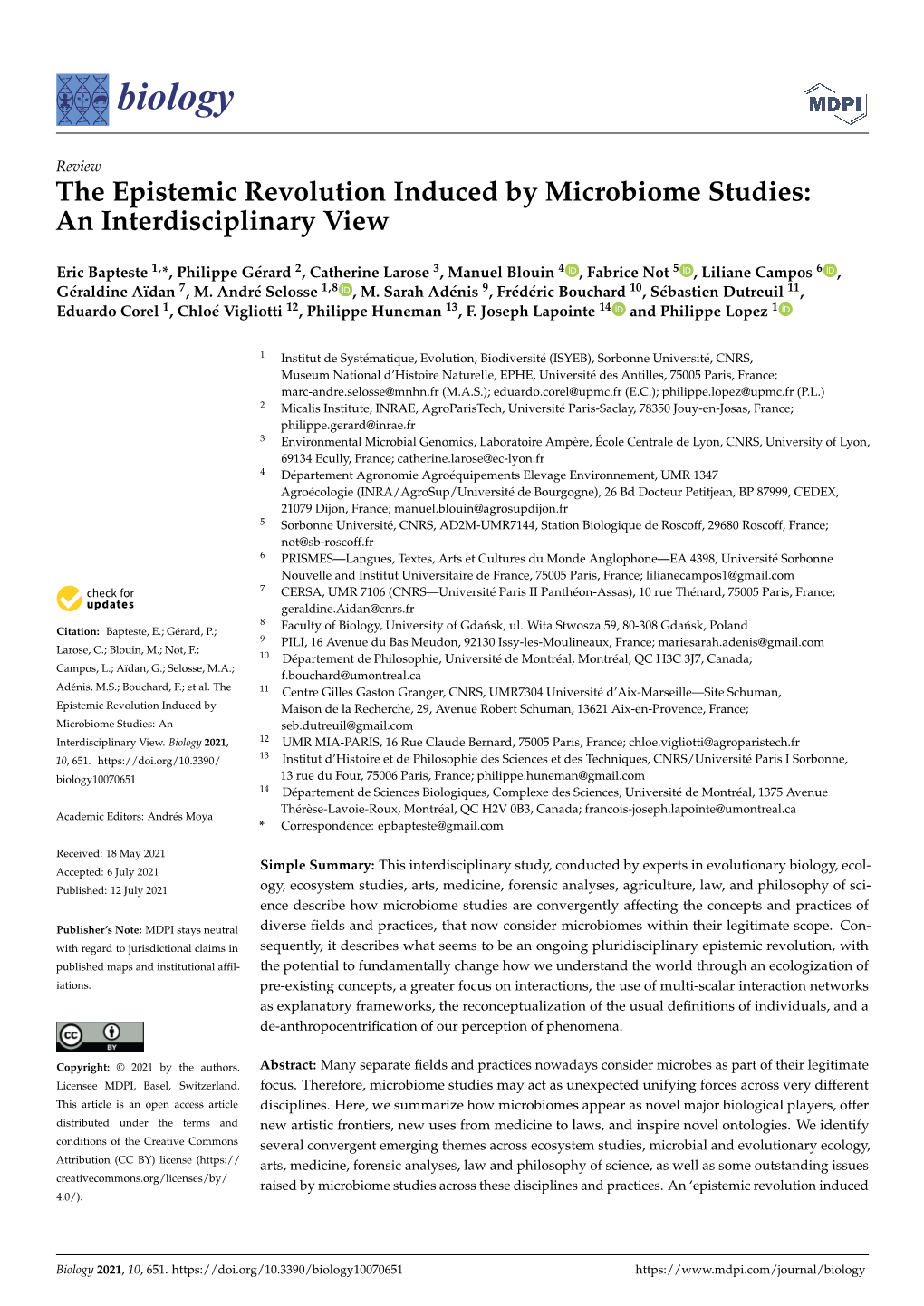 The Epistemic Revolution Induced by Microbiome Studies: an Interdisciplinary View