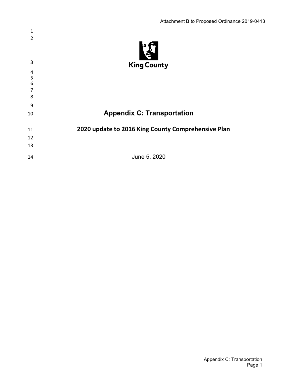 Appendix C: Transportation 2020 Update to 2016 King County