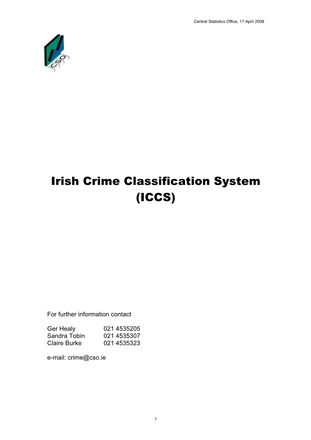 Irish Crime Classification System (ICCS)