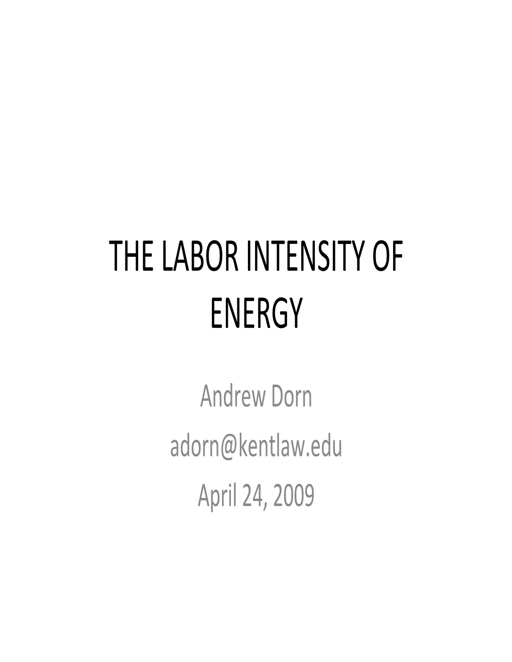 The Labor Intensity of Energy