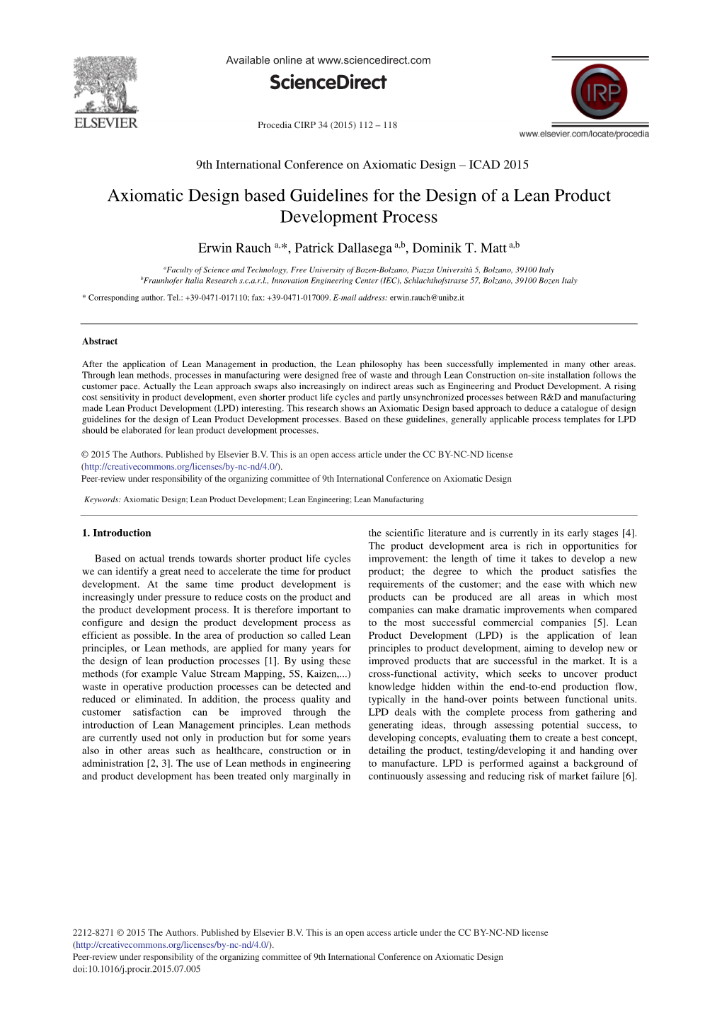 Axiomatic Design Based Guidelines for the Design of a Lean Product Development Process